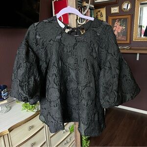 Hunter Bell Black Jacquard Puff Sleeve Blouse XS